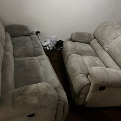 Beige reclining couch