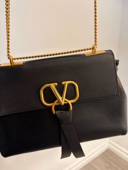 Valentino VLogo Black Leather Chain Bag