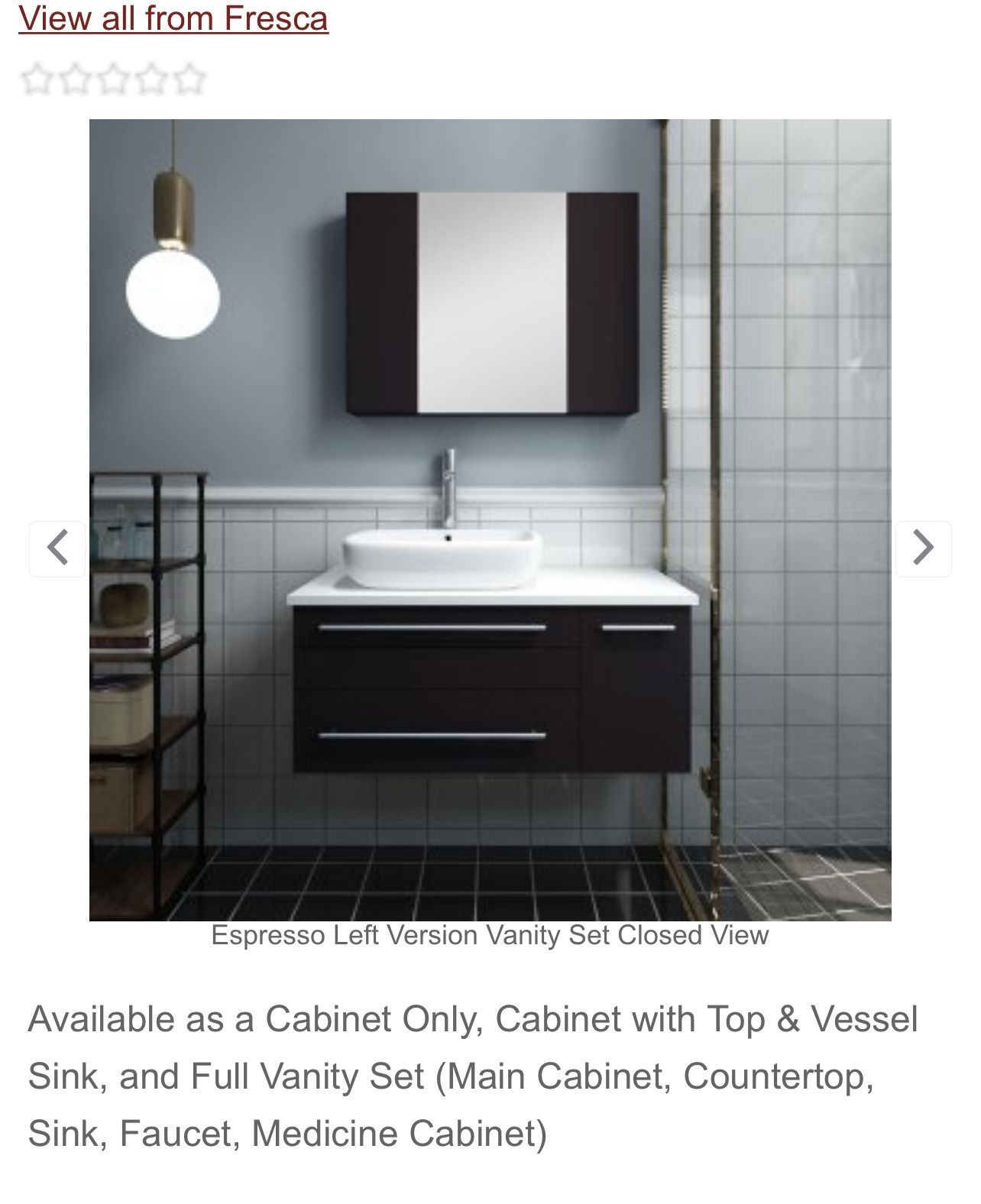 Lucera 35" Wall Hung Single Bathroom Vanity BASE ONLY