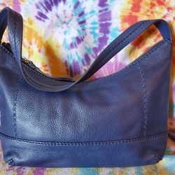 Small blue leather Hobo handbag purse by the sak. As New

