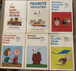 6 Vintage Hardback Peanuts Comic Strip Books
