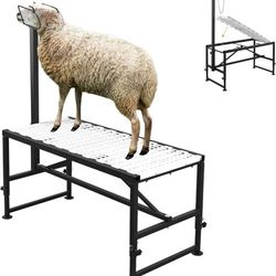 Goat Milking and Shearing Stand with Removable & Washable Rust-Free Polymer Platform 47"x22.5", Adjustable Height Livestock Stand, 650 lbs Capacity, E