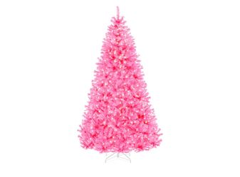 🎄Senjie Pink Christmas Tree, Artificial Xmas Pine Tree with Metal Stand 5 FT Unlit (TR71)🎄