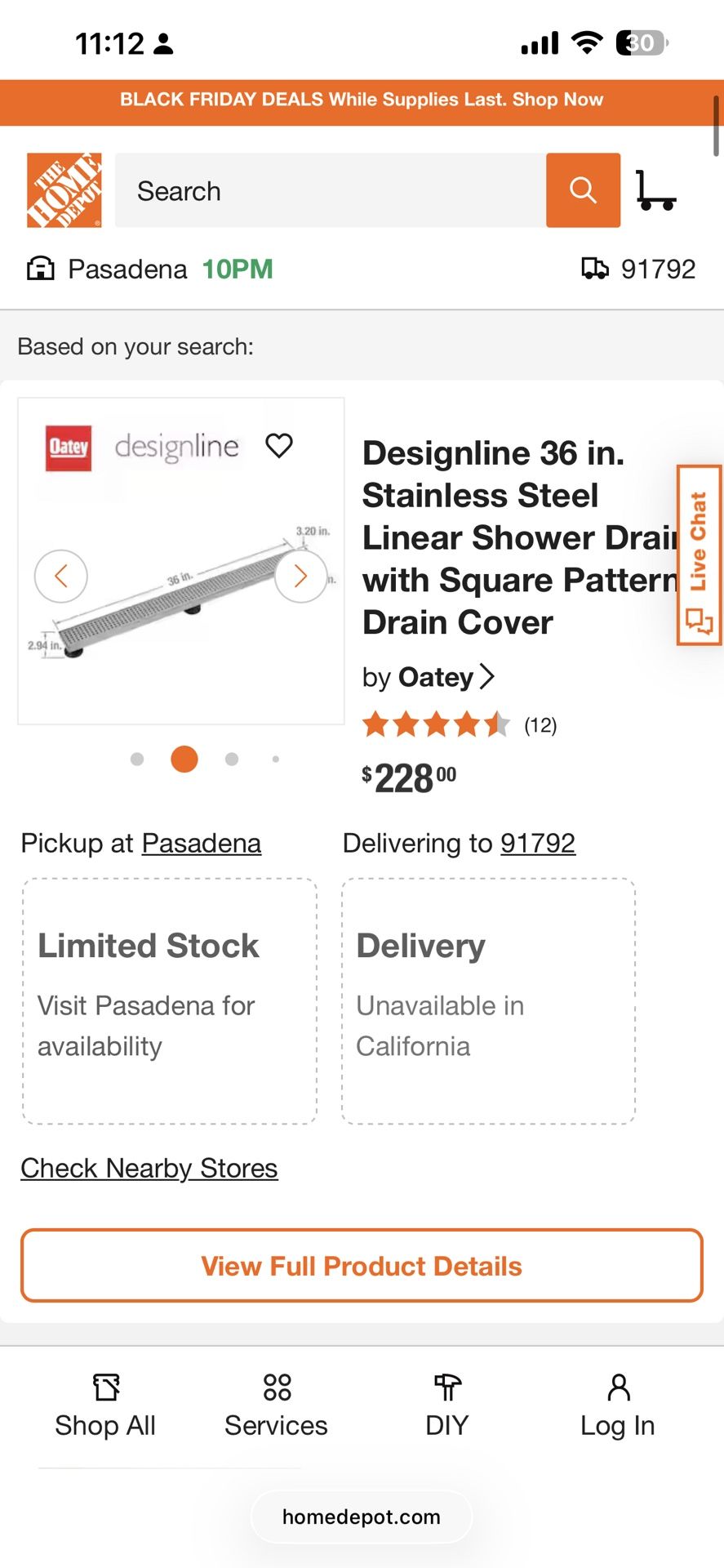 Oatey Linear Shower Drain