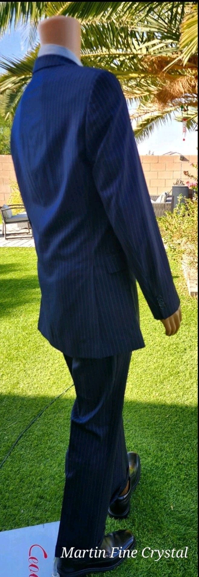 Tommy Hilfiger Blue Pin Stripe 2-piece Suit 38L Jacket/36.5 Waist - Gorgeous!