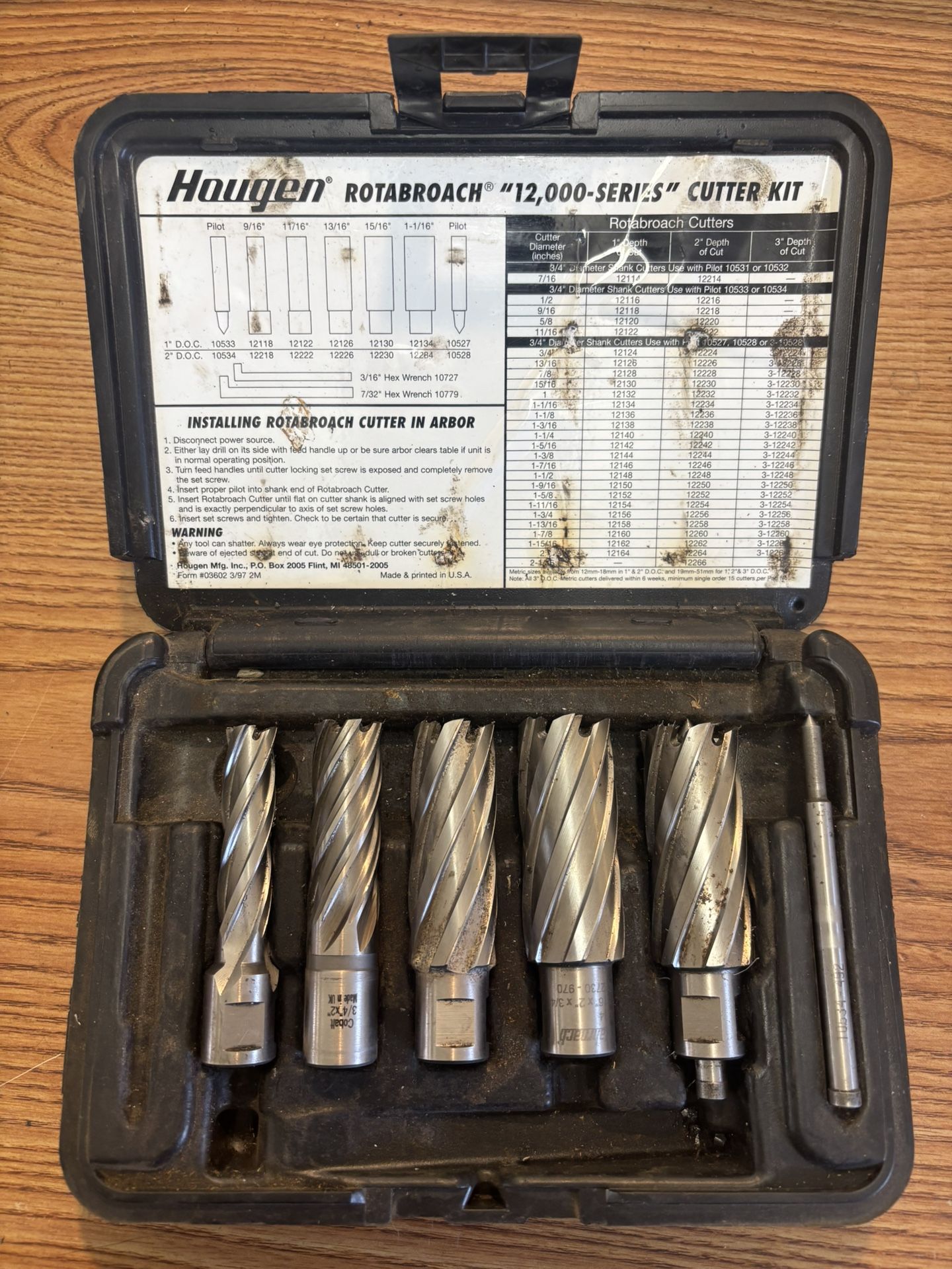 HOUGEN, "12,000-SERIES" HSS CUTTER KIT, 2" DEPTH OF CUT 12002