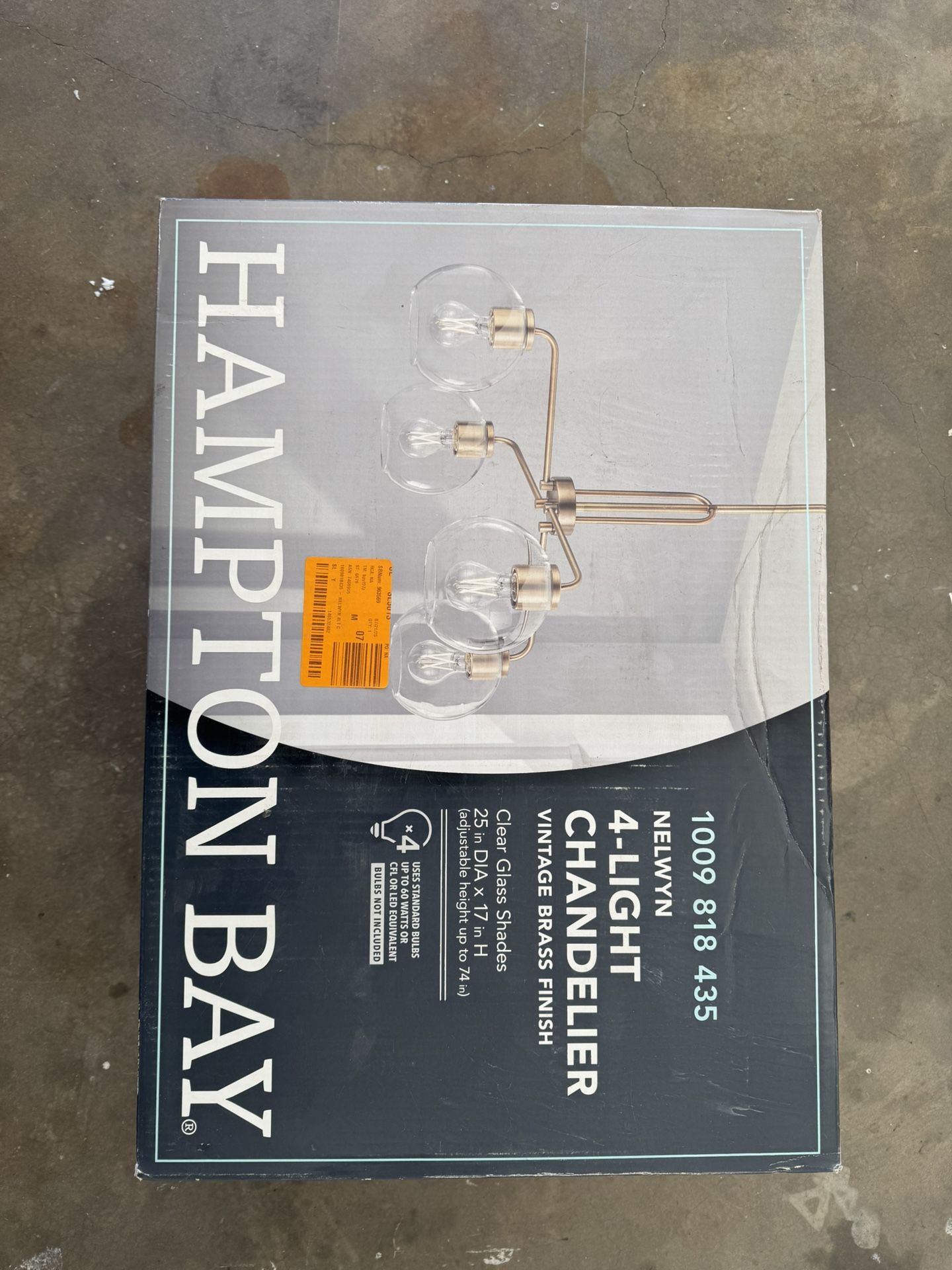 Hampton Bay 4 Light Chandelier – Brand New