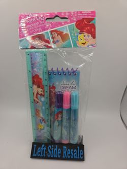 Disney princess little mermaid 5 piece stationery set Kids - Brand New Sealed -