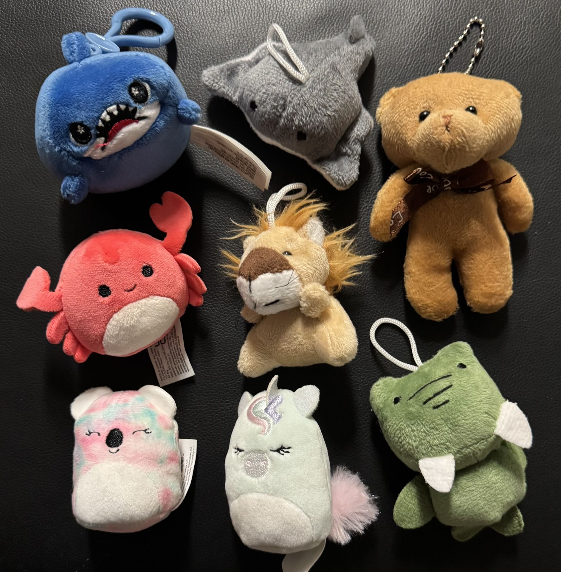 🦄🧸🦈 8 Mini Plush Stuffed Land and Sea Animals (new)