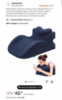 MOONYOOY Ergonomic Memory Foam Wedge Pillow