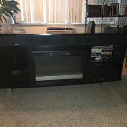 Fireplace (Heater) With Soundbar;( Holds 100" TV) Stand