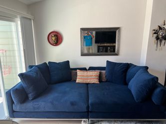Z Gallerie Cloud-Style Navy Velvet Modular Sectional Sofa