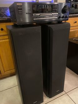 Onkyo receiver and Sony towers