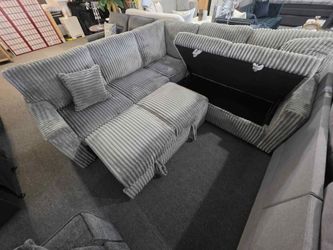 3-Piece Convertible Sectional with Pull-Out Bed & USB