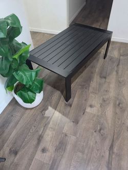 Black Slatted Metal Coffee Table