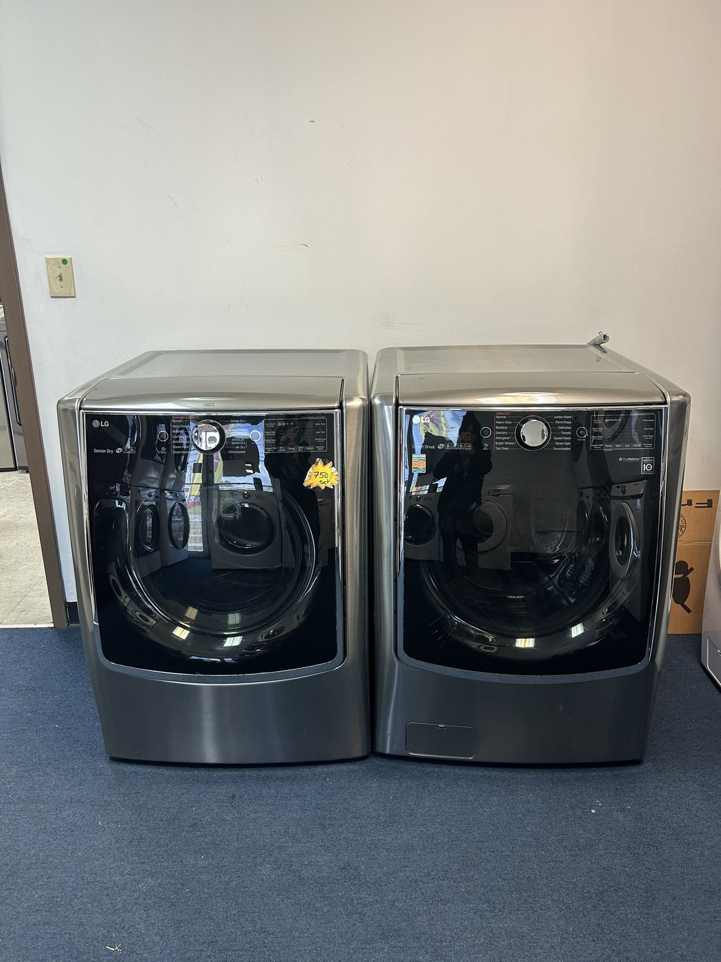 LG Electric Front Load Washer & Dryer Set In Grey