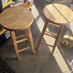 Two Wood Bar Stools