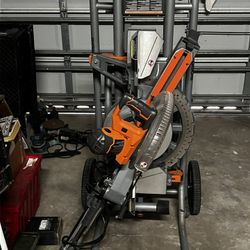 RIDGID 15 Amp 12 in. Corded Sliding Miter Saw and Universal Mobile Miter Saw Stand 