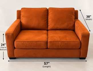 Burnt Orange Velvet Loveseat / Small Sofa