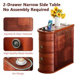 LOVMOR 23.6 In. Wood End Table with Charging Station Narrow Side Table Nightstand Finished SLIGHTLY USED