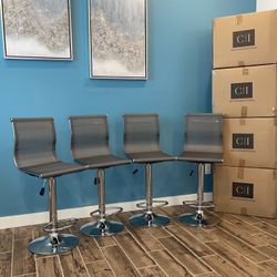 New 4 Gray Bar Stools 