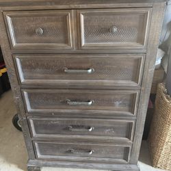 Rustic Dark Wood Dresser – 5 Drawers