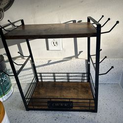 Coffee And Mug Holder/ Rolling Shelf 