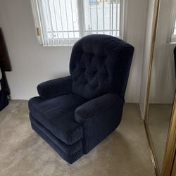 Plush Blue Recliner Chair