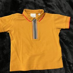 Boy Burberry Half Zip Collar Shirt