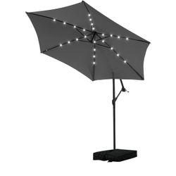 10FT Outdoor Patio Yard Offset Umbrella with Cross Base for Market,Garden,Deck,Backyard,Pool - Gray