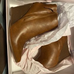 Brown Wedge Booties