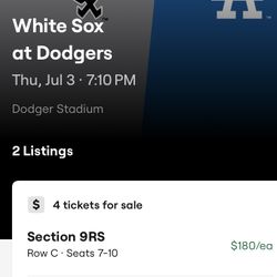 Dodger Tickets - Wednesday 7/3!!!! 