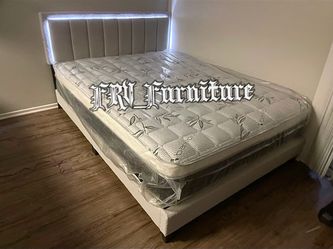 New Queen bed frame with mattress