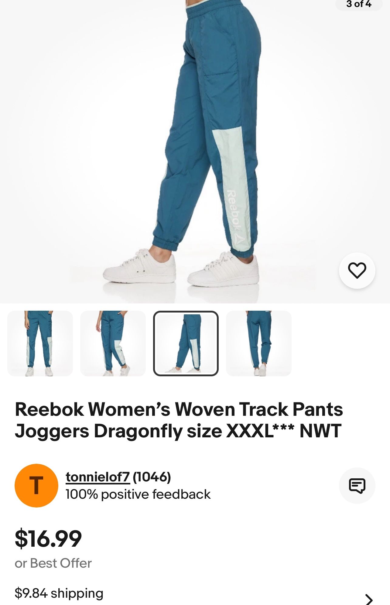 Reebok Womens Windbreaker Color Block Pants Size Medium