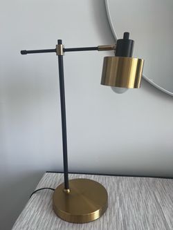 Mid Century Modern Desk Lamp - Black & Gold Industrial Table