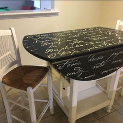 Pub Style Table With High Chair Built-in Wine Cabinet 