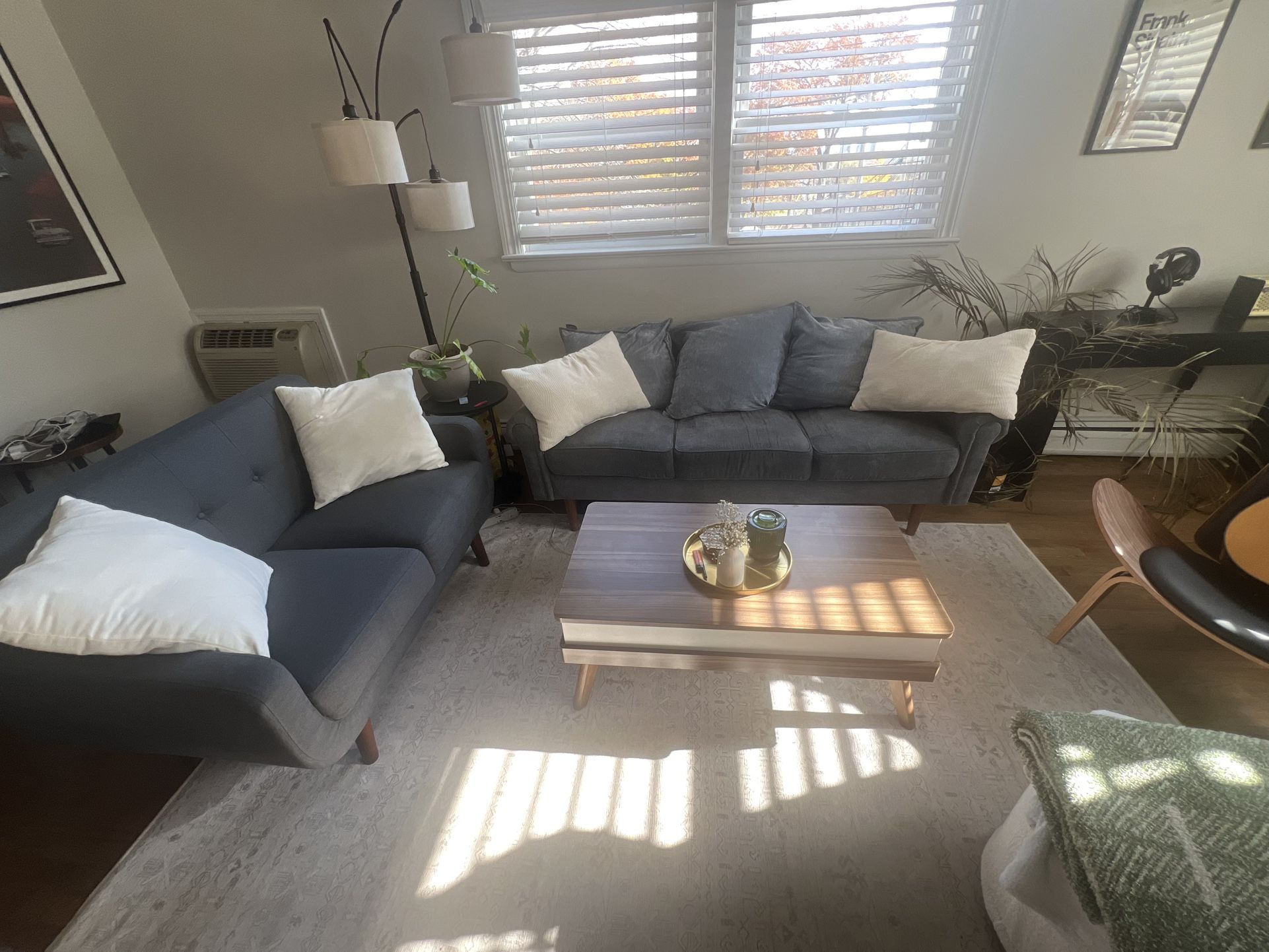 Modern Mid-Century Sofa Set – Two Matching Couches in Excellent Condition