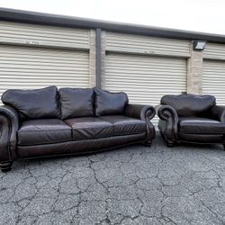 Bernhardt Genuine Leather Sofa & Armchair Set