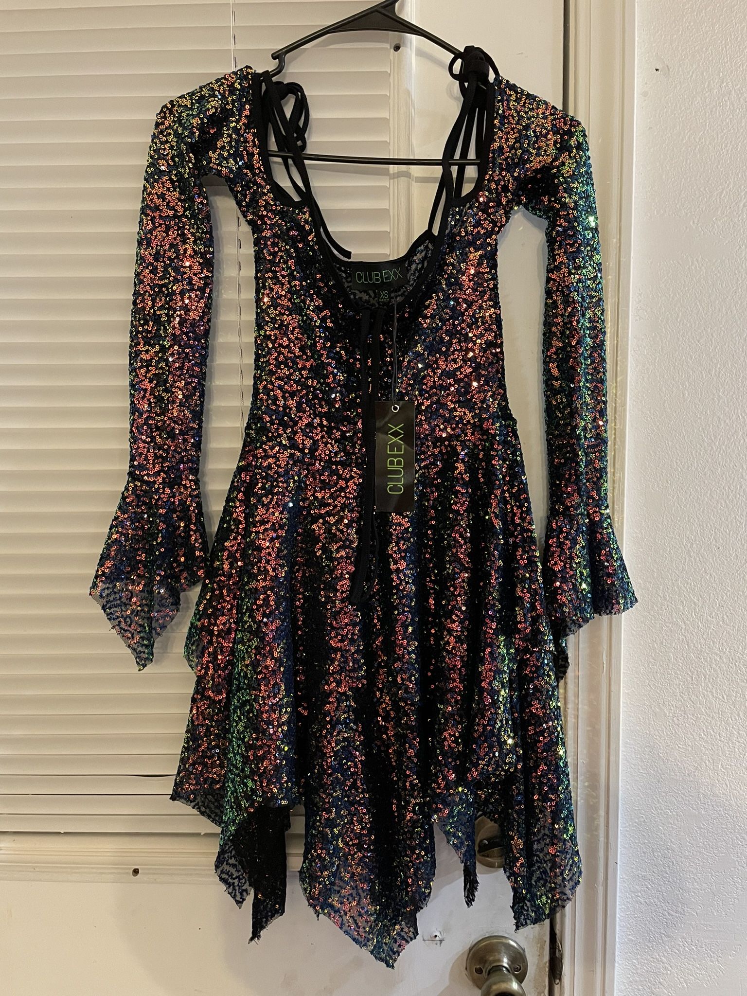 CLUB EXX, Dress, Black With Sequins, XS