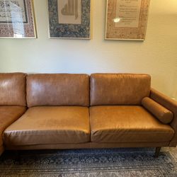 Camel Faux Leather Sectional