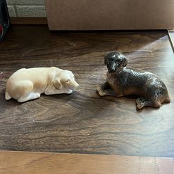 Vintage golden retriever and dachshund ceramic