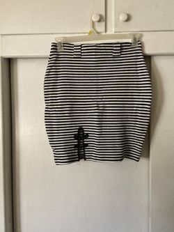 Black and white striped skirt
