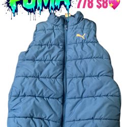 Puma Blue Puffer Vest Full Zip Boys Youth Activewear Sz 7/8💖💖