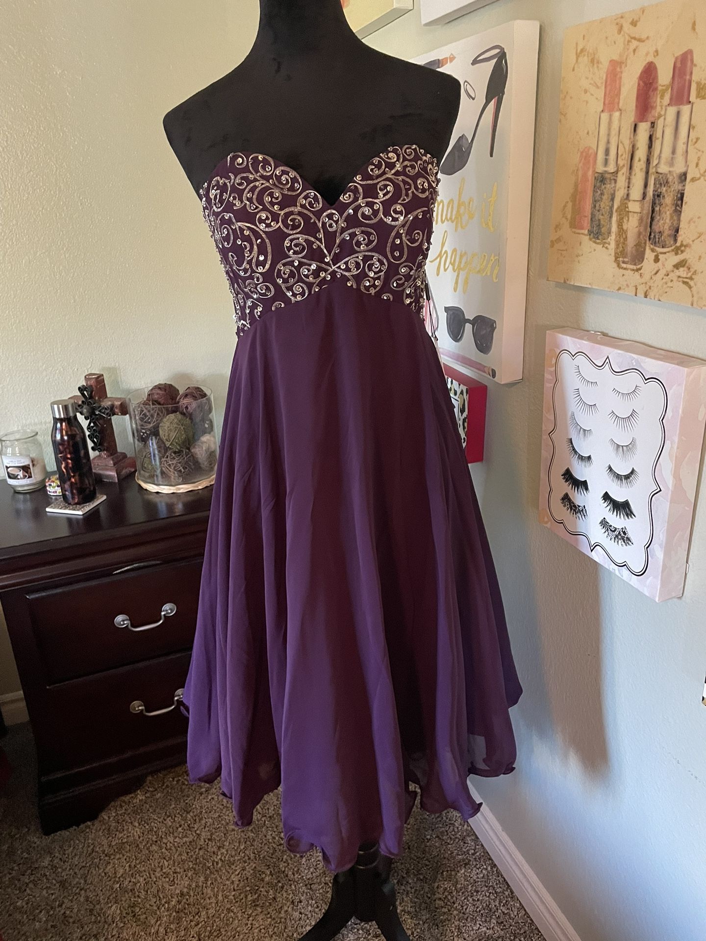 Purple & Silver Wedding/Prom/Cocktail dress
