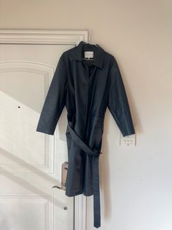 Women’s Rebecca Minkoff Navy Faux Leather Belted Trench Coat Like New Size XL