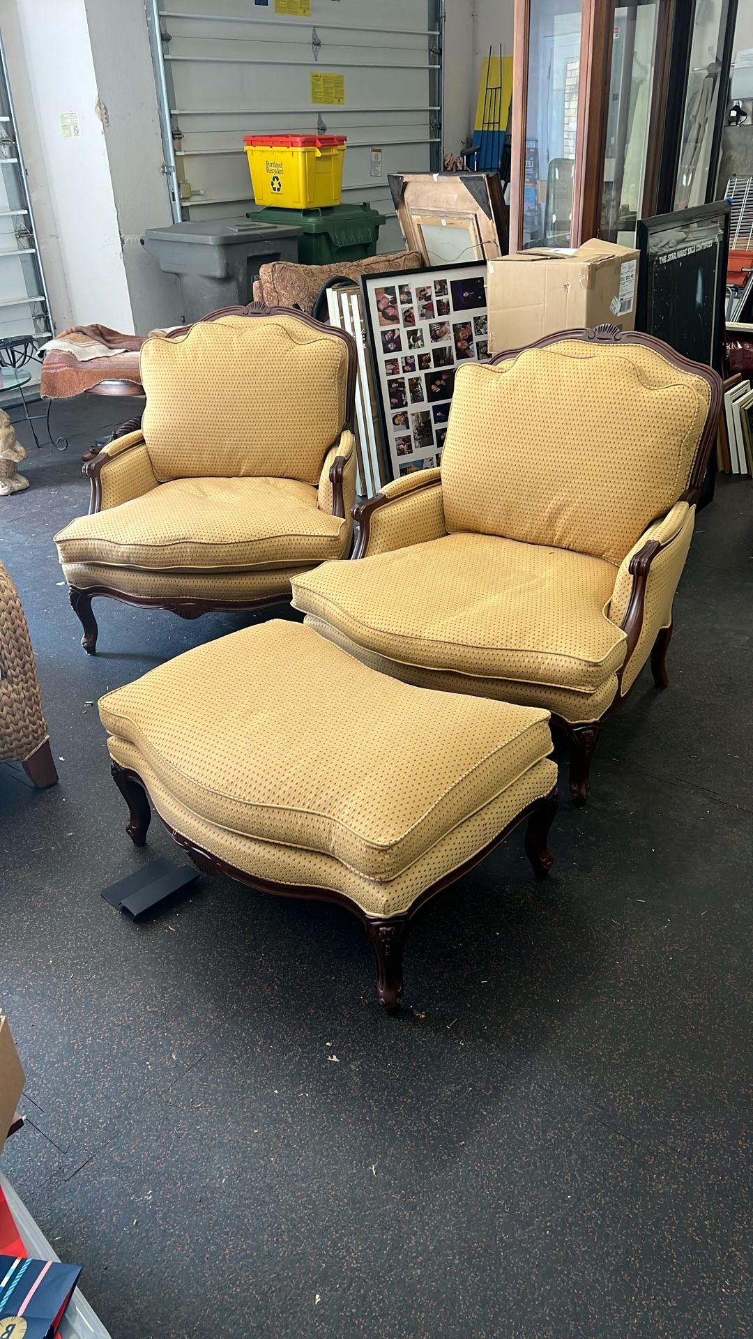 Set Of Antique Chairs And Ottoman