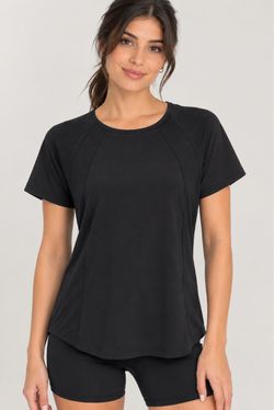 Women's Black Athletic Short Sleeve Top