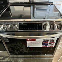 LG - 6.3 Cu. Ft. Smart Slide-In Electric True Convection single oven with air fryer.
