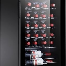24 Bottle Compressor Wine Cooler Refrigerator, Small Freestanding Wine Fridge for Red, White and Champagne, Mini Fridge with 40-66F Digital Temperatur