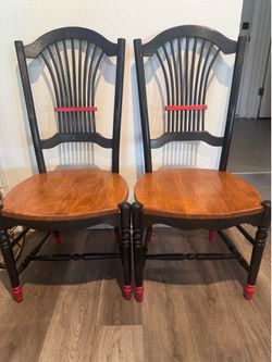 Set of 2 Dover Wood Dining Chairs – Custom Upcycled Black & Cherry